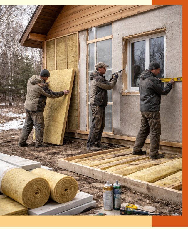 Утепление дачного дома в Касимове от 5165 руб/м2 — недорого | ТепломастерКсм