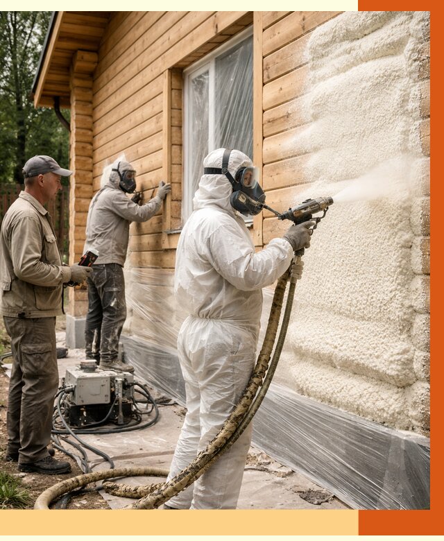 Утепление дома из бруса ППУ в Касимове от 4186 руб/м2 под ключ | ТепломастерКсм