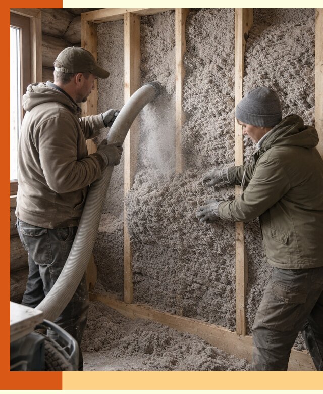 Утепление бревенчатого дома эковатой в Касимове