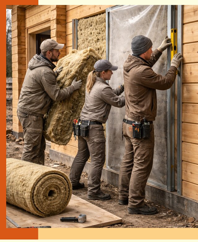 Утепление дома из двойного бруса в Касимове качественно и надёжно