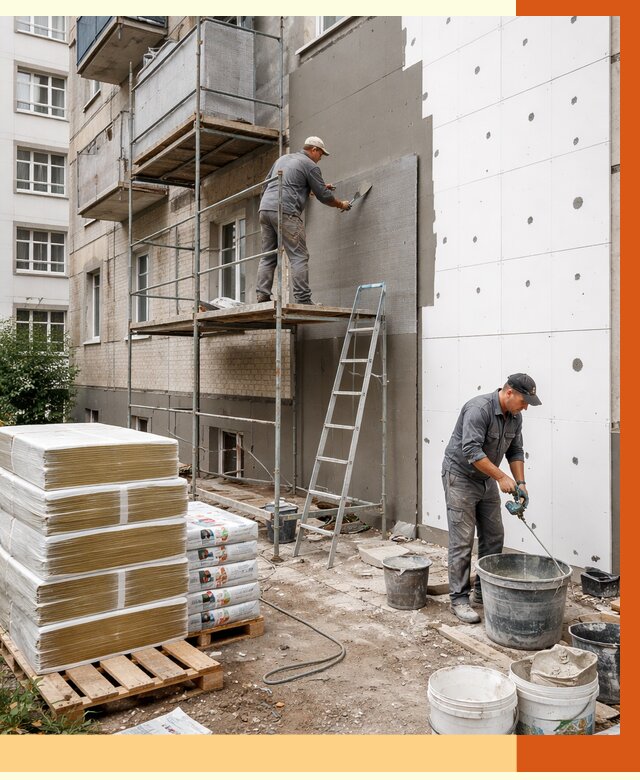 Утепление квартиры снаружи в Касимове от 6688 руб/м2 под ключ | ТепломастерКсм