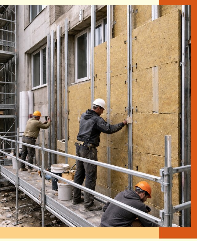 Утепление вентилируемого фасада в Касимове от 6089 руб/м2 — монтаж и утепление вентфасад | ТепломастерКсм