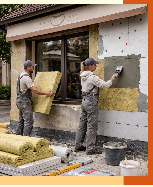 Утепление кафе в Касимове от 4567 руб/м2 — комплексно под ключ | ТепломастерКсм