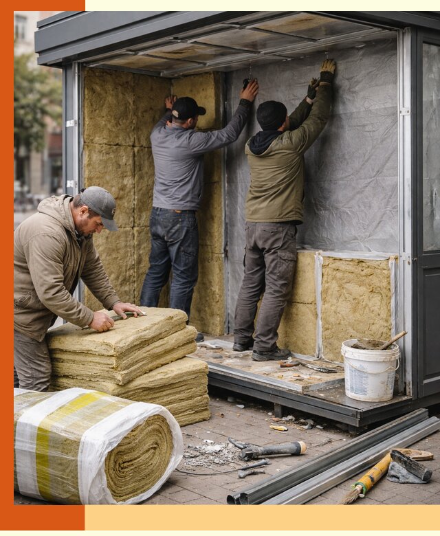 Утепление павильона шаурмы под ключ в Касимове