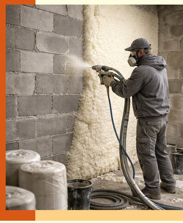 Утепление блочной стены ППУ в Касимове качественно и надёжно