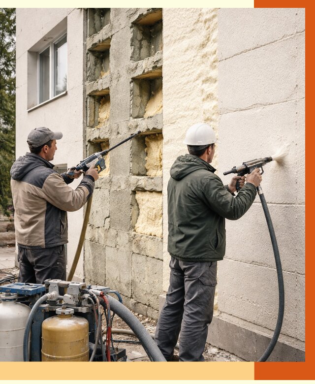 Заполнение пустот фасада в Касимове от 4893 руб. — утепление пустот облицовки | ТепломастерКсм