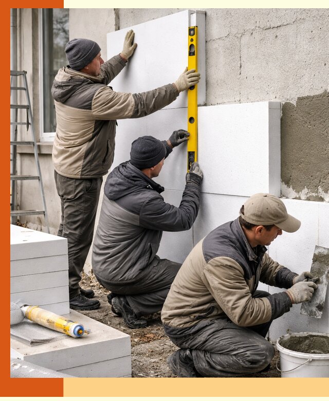 Утепление пенопластом наружных стен и фасадов в Касимове