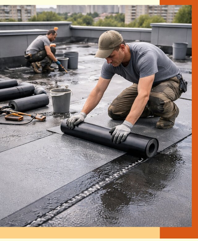 Гидроизоляция плоской кровли в Касимове от 4893 руб./м2 — профессионально | ТепломастерКсм