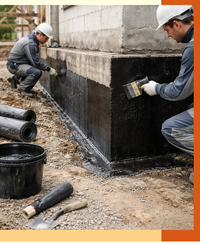 Гидроизоляция фундамента в Касимове от 1359 руб. — профессионально, под ключ | ТепломастерКсм