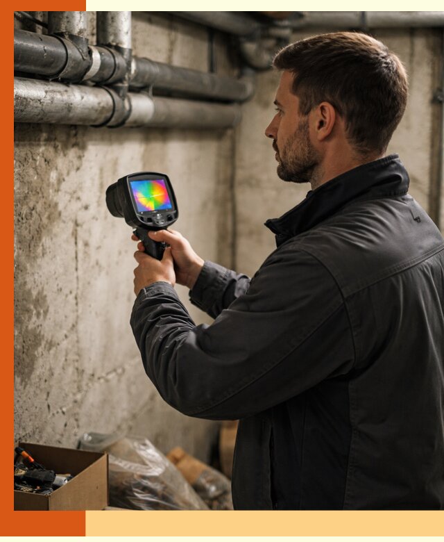Тепловизионное обследование подвала в Касимове для поиска утечек тепла