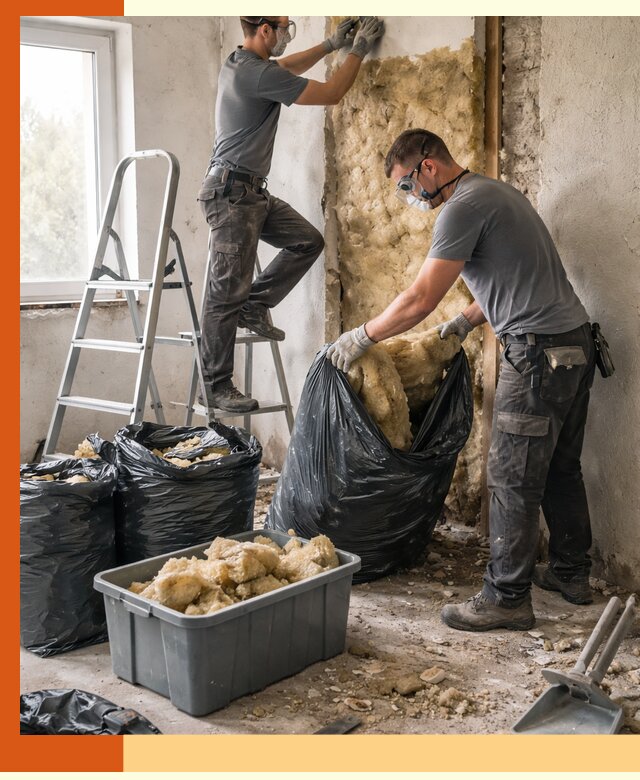 Демонтаж старого утеплителя и вывоз отходов в Касимове