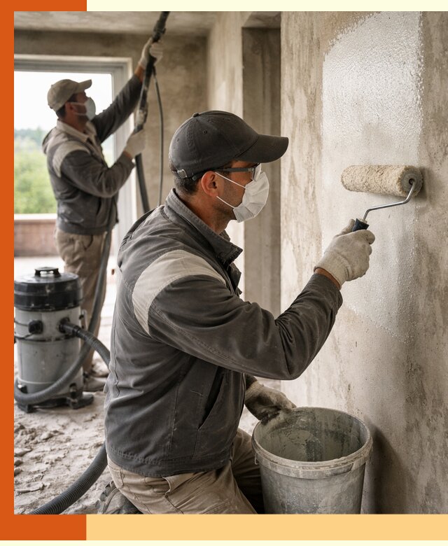 Подготовка поверхности под напыление утеплителя в Касимове